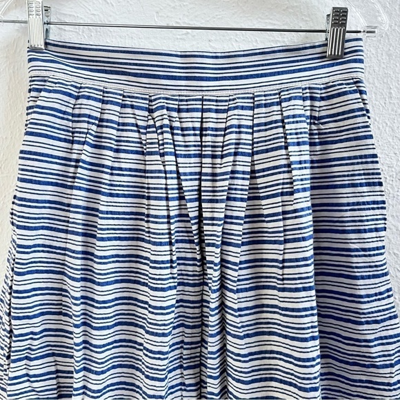 - J Crew blue stripe pleated skirt - Picture 2 of 7